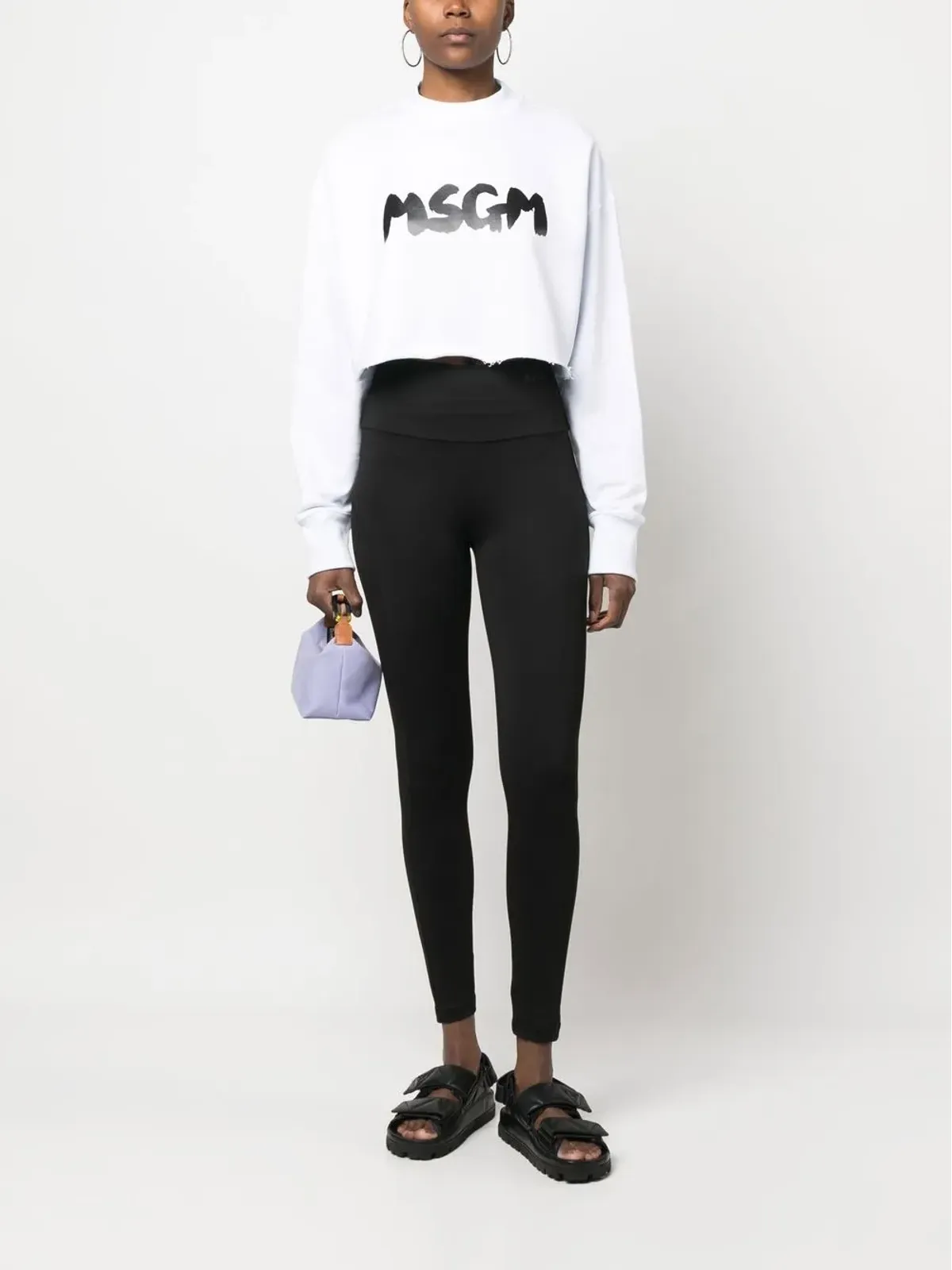 MSGM ロゴプリント ハイウエスト レギンス - 画像2