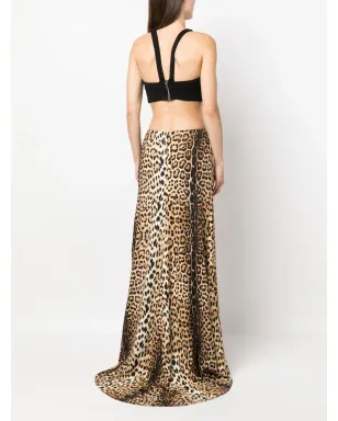 Roberto Cavalli レオパード柄パネルドマキシドレス - サムネイル4