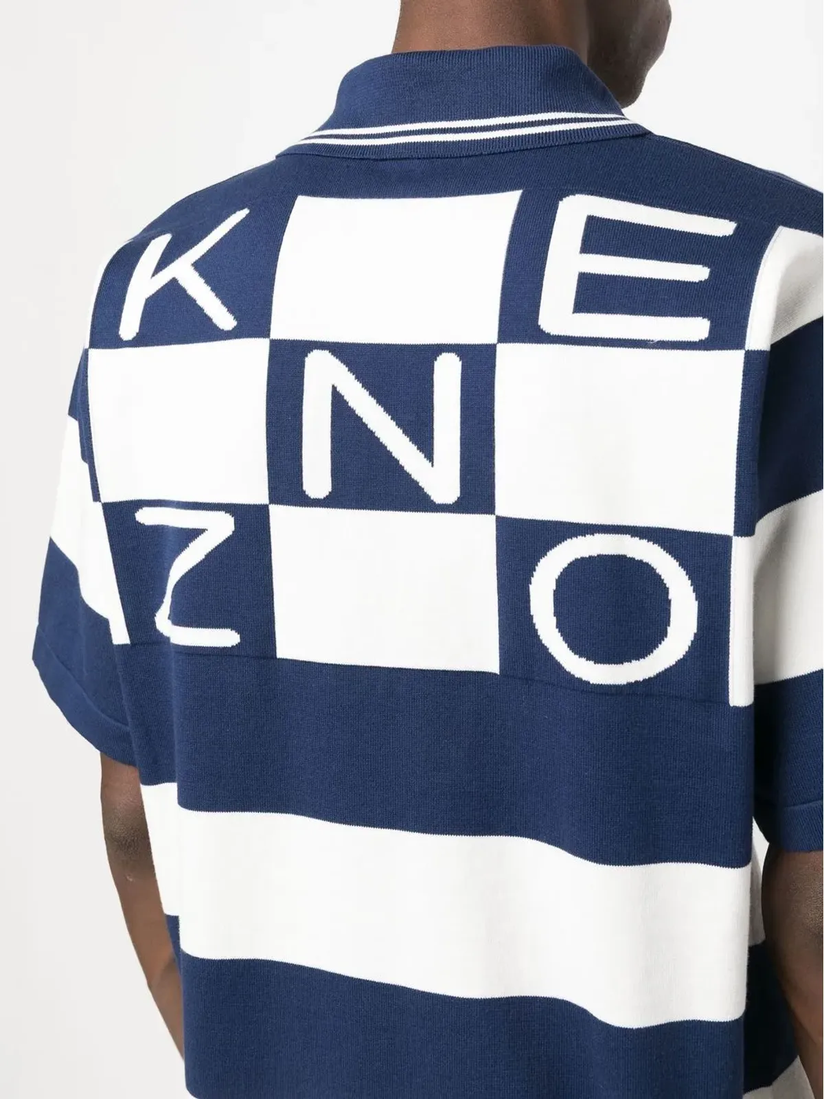 Kenzo 青の刺繍ロゴ入りストライプポロシャツ - 画像5