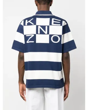 Kenzo 青の刺繍ロゴ入りストライプポロシャツ - サムネイル4