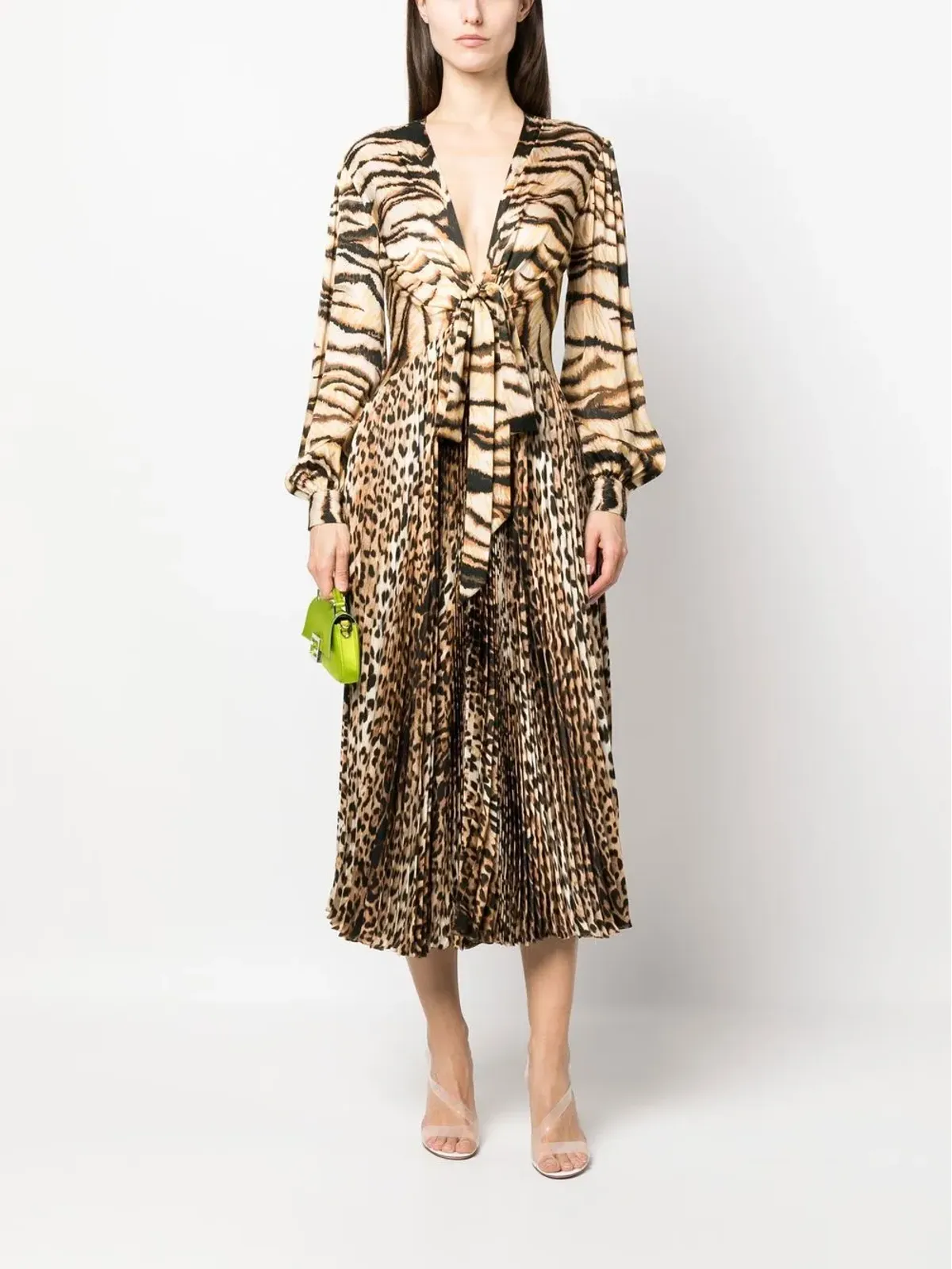 Roberto Cavalli アニマルプリント ノットフロント ミディドレス - 画像2