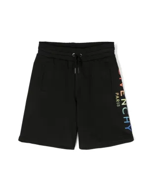 Givenchy Kids グラデーションエフェクト ロゴ刺繍ショートパンツ - ブラック - サムネイル1