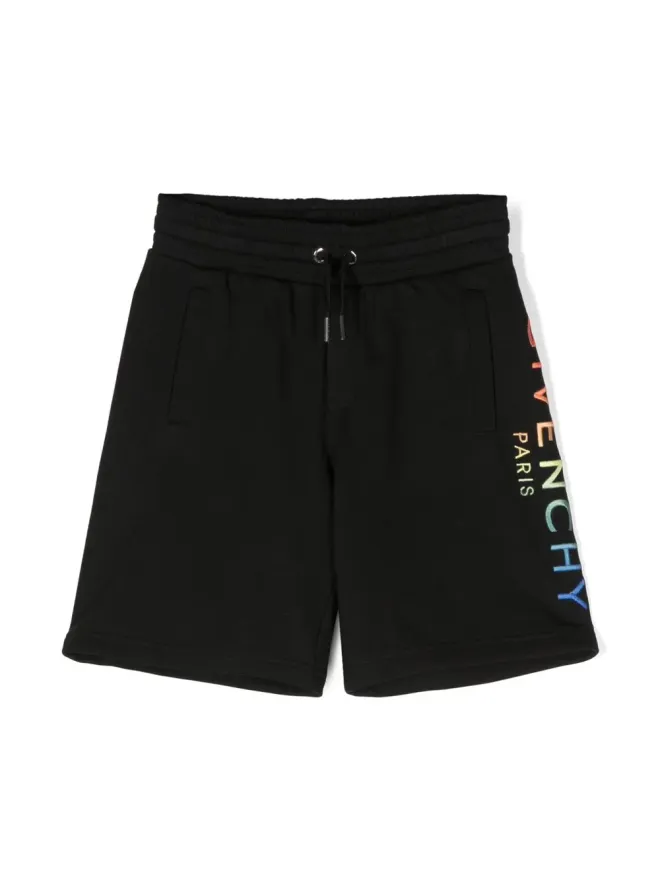 Givenchy Kids Givenchy Kids グラデーションエフェクト ロゴ刺繍ショートパンツ - ブラックの商品画像