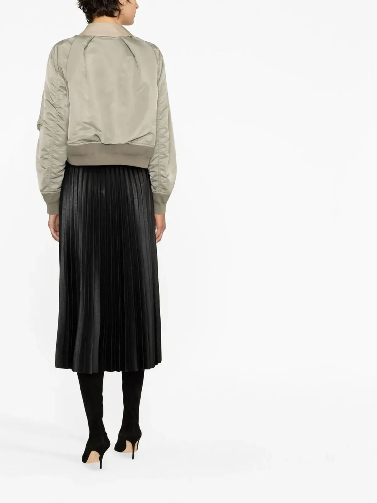 MM6 Maison Margiela フェイクレザー プリーツミディスカート - 画像3