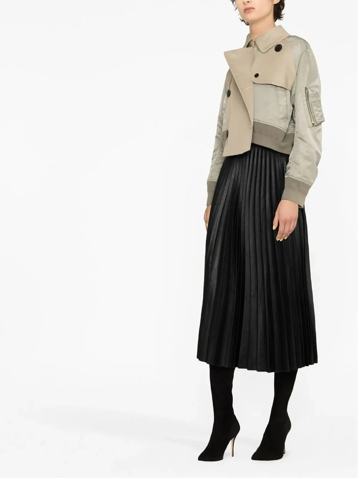 MM6 Maison Margiela フェイクレザー プリーツミディスカート - 画像4