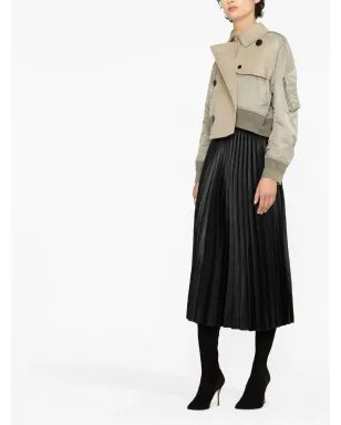 MM6 Maison Margiela フェイクレザー プリーツミディスカート - サムネイル4