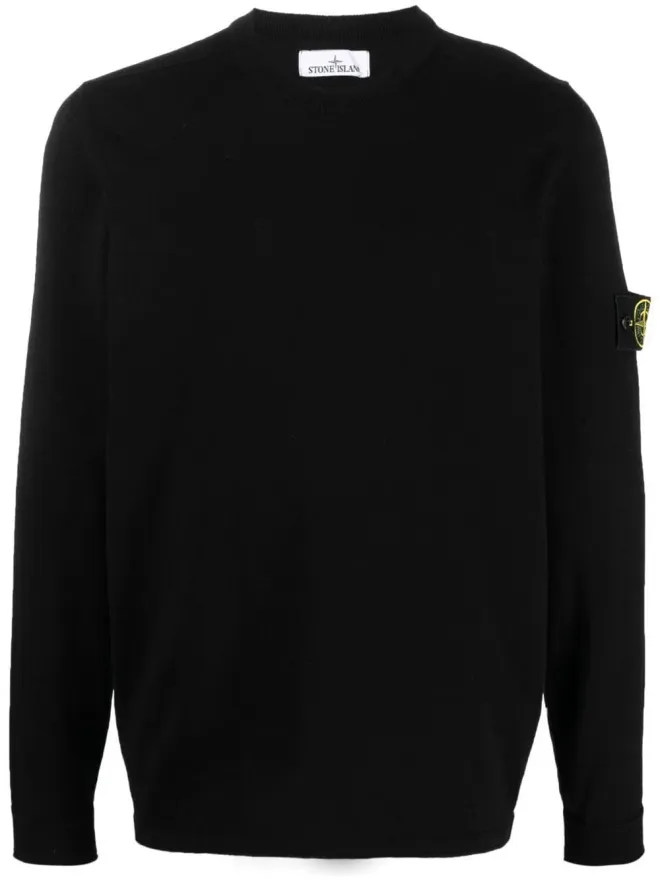 Stone Island Stone Island ロゴパッチ クルーネック ニットセーター - ブラックの商品画像