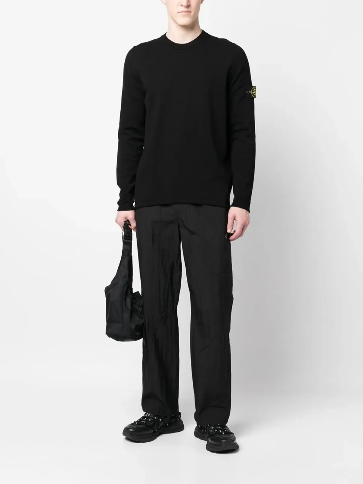 Stone Island ロゴパッチ クルーネック ニットセーター - ブラック - 画像2