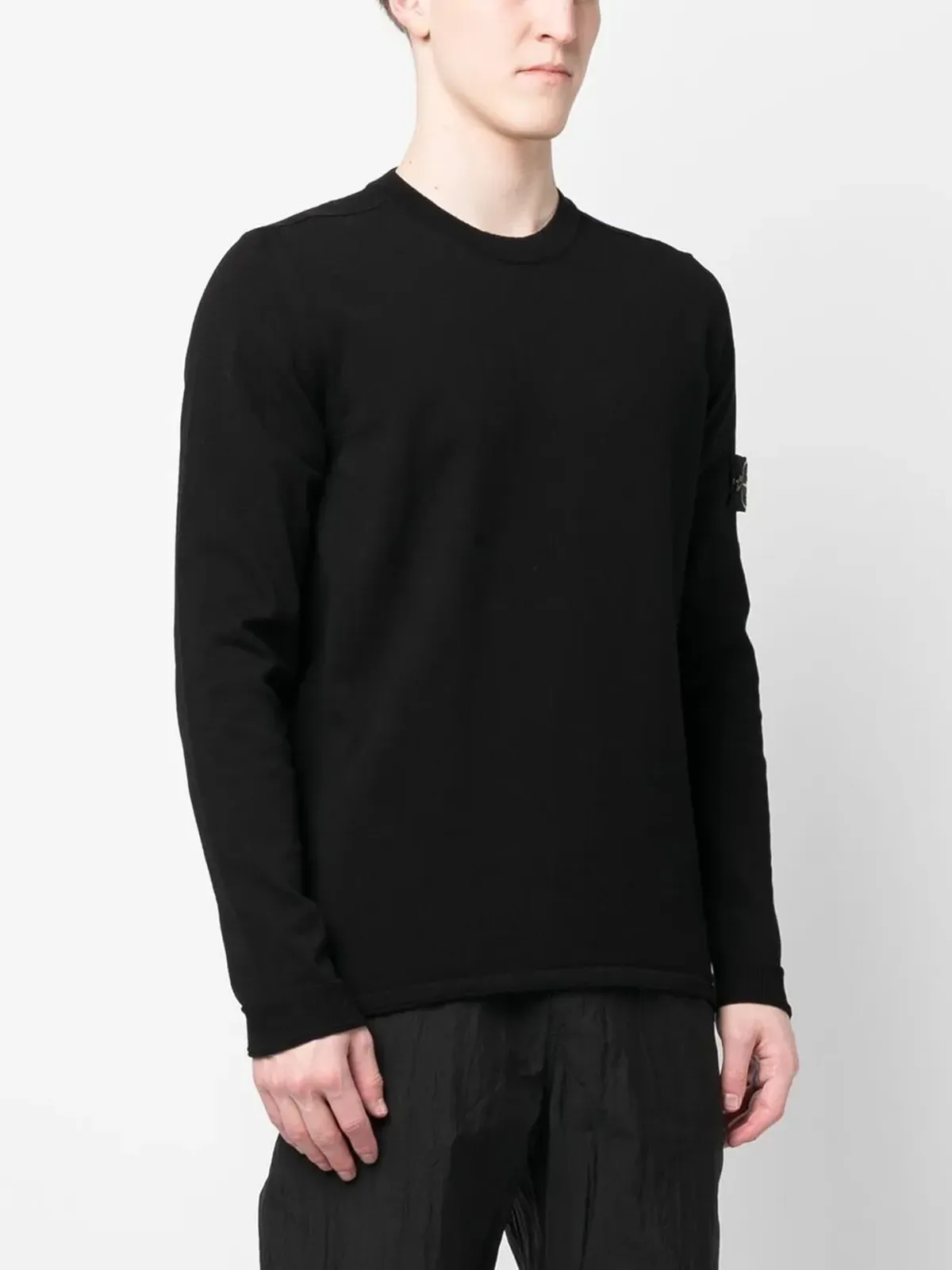 Stone Island ロゴパッチ クルーネック ニットセーター - ブラック - 画像3