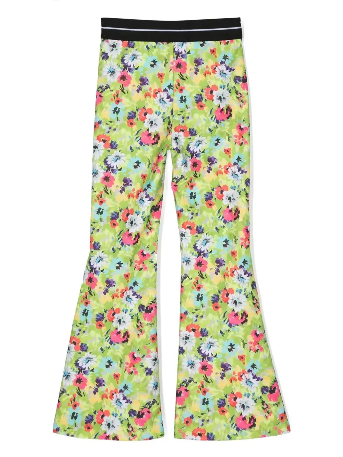 MSGM Kids 花柄ロゴ ウエストバンド フレアレギンス - グリーン - 画像2