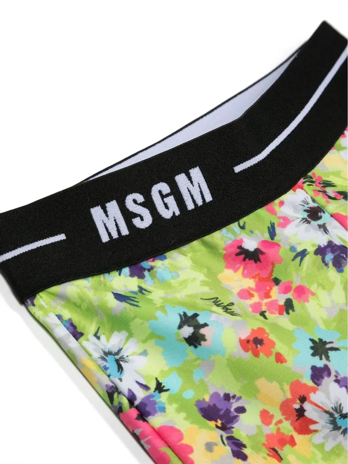 MSGM Kids 花柄ロゴ ウエストバンド フレアレギンス - グリーン - 画像3