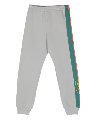 Gucci Kids ロゴプリント フェルテッド コットン トラックパンツ - グレー - サムネイル1