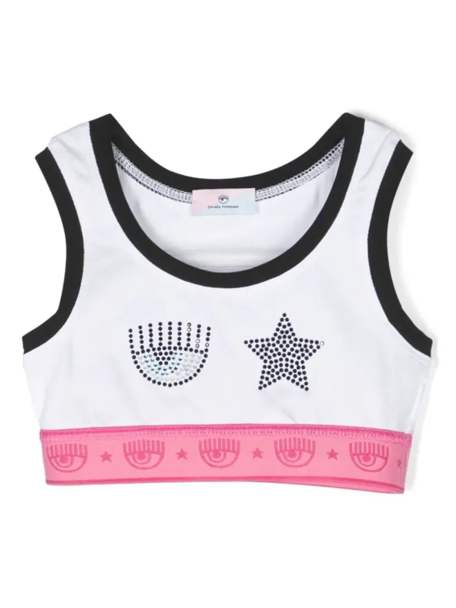 Chiara Ferragni Kids Chiara Ferragni Kids ラインストーン装飾のクロップトップの商品画像