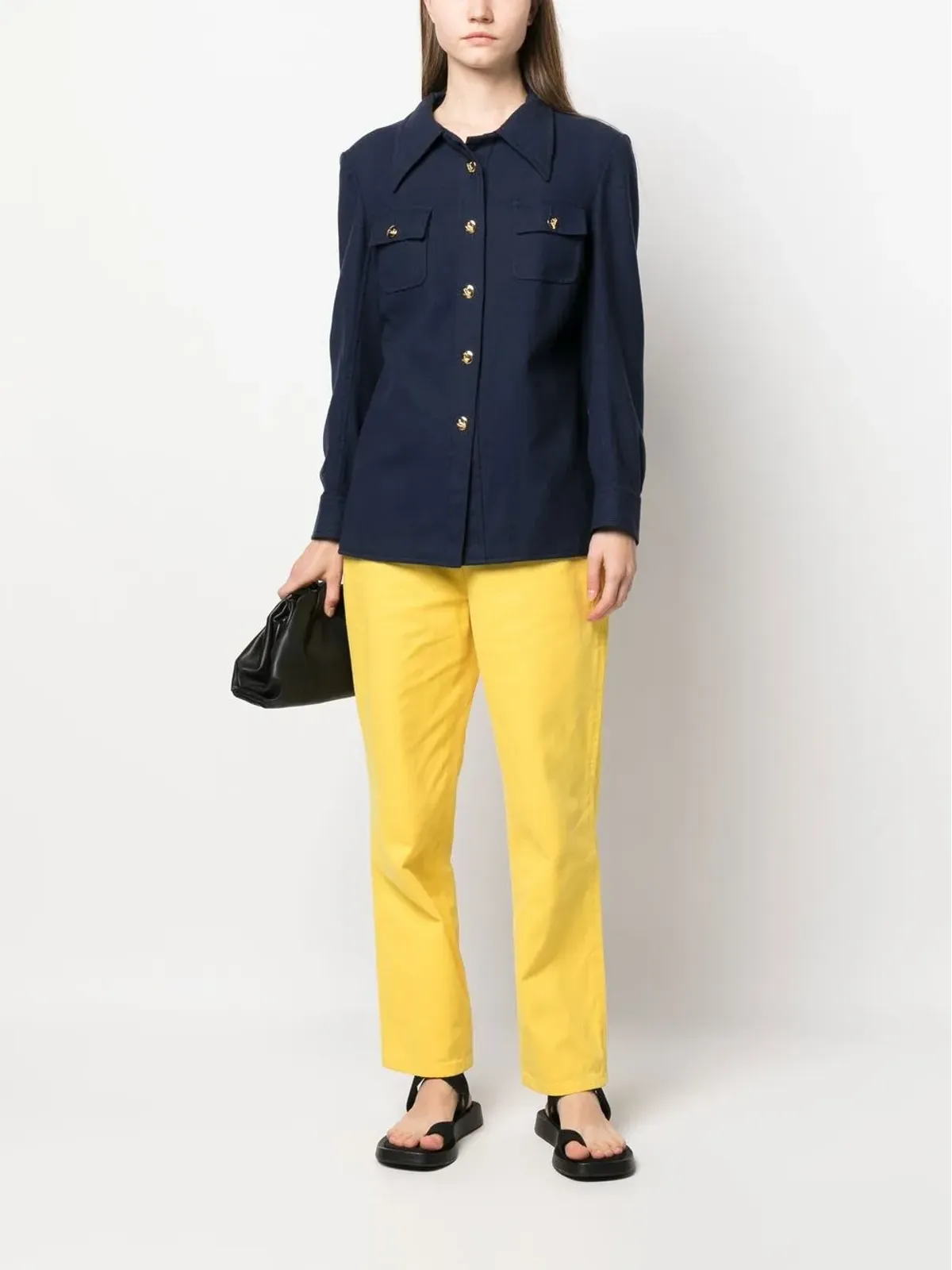 Celine Pre-Owned 1980年代 ハイウエスト テーパード ジーンズ - イエロー - 画像2