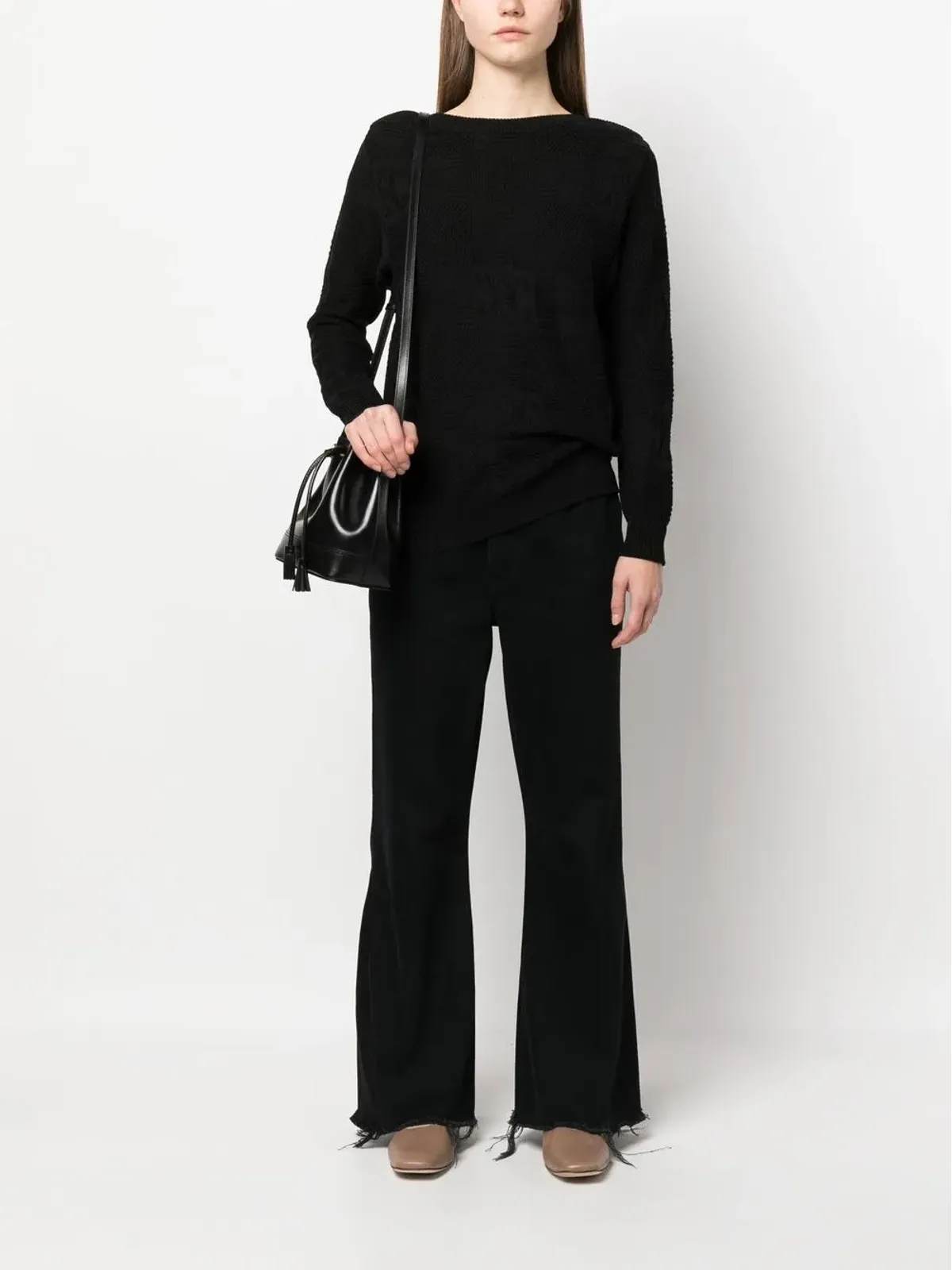 Celine Pre-Owned 1990s チェック柄ニットジャンパー（ブラック） - 画像2