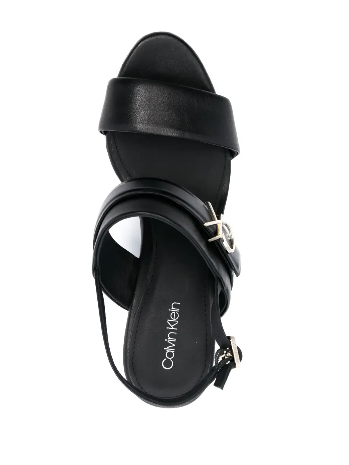 Calvin Klein 100mm ロゴプレート レザー サンダル - ブラック - 画像4