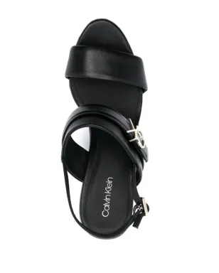 Calvin Klein 100mm ロゴプレート レザー サンダル - ブラック - サムネイル4