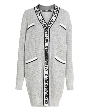 Karl Lagerfeld ブークレ ロングライン カーディガン - グレー - サムネイル1