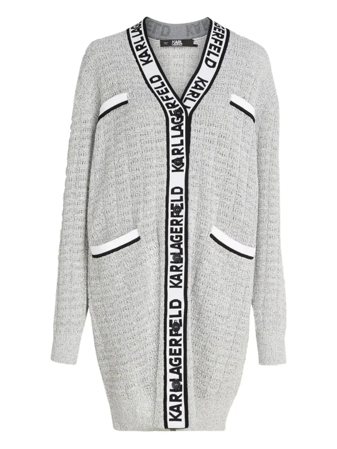 Karl Lagerfeld Karl Lagerfeld ブークレ ロングライン カーディガン - グレーの商品画像