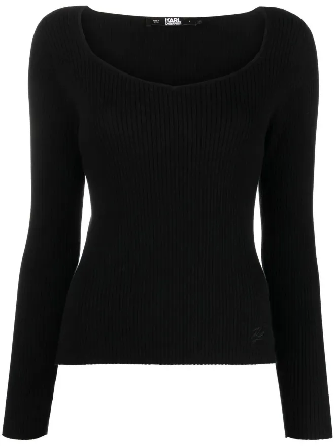 Karl Lagerfeld Karl Lagerfeld ロングスリーブリブニットトップ - ブラックの商品画像