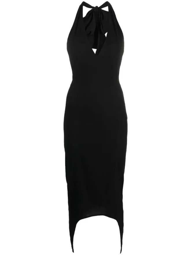 Patou Patou ホルターンネックVネック ミディドレス - ブラックの商品画像