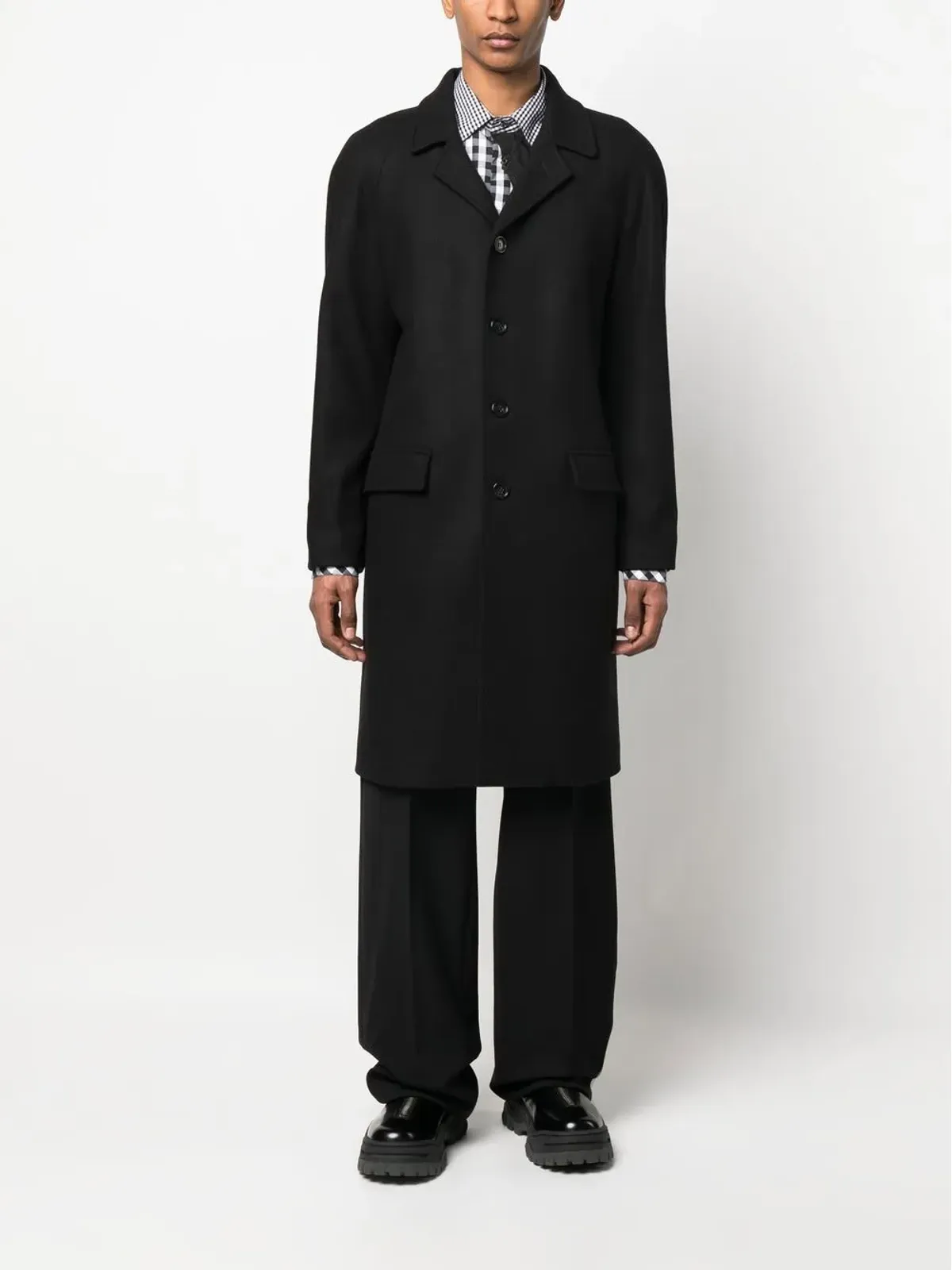 Roberto Cavalli ロング シングルブレスト コート - Black - 画像2