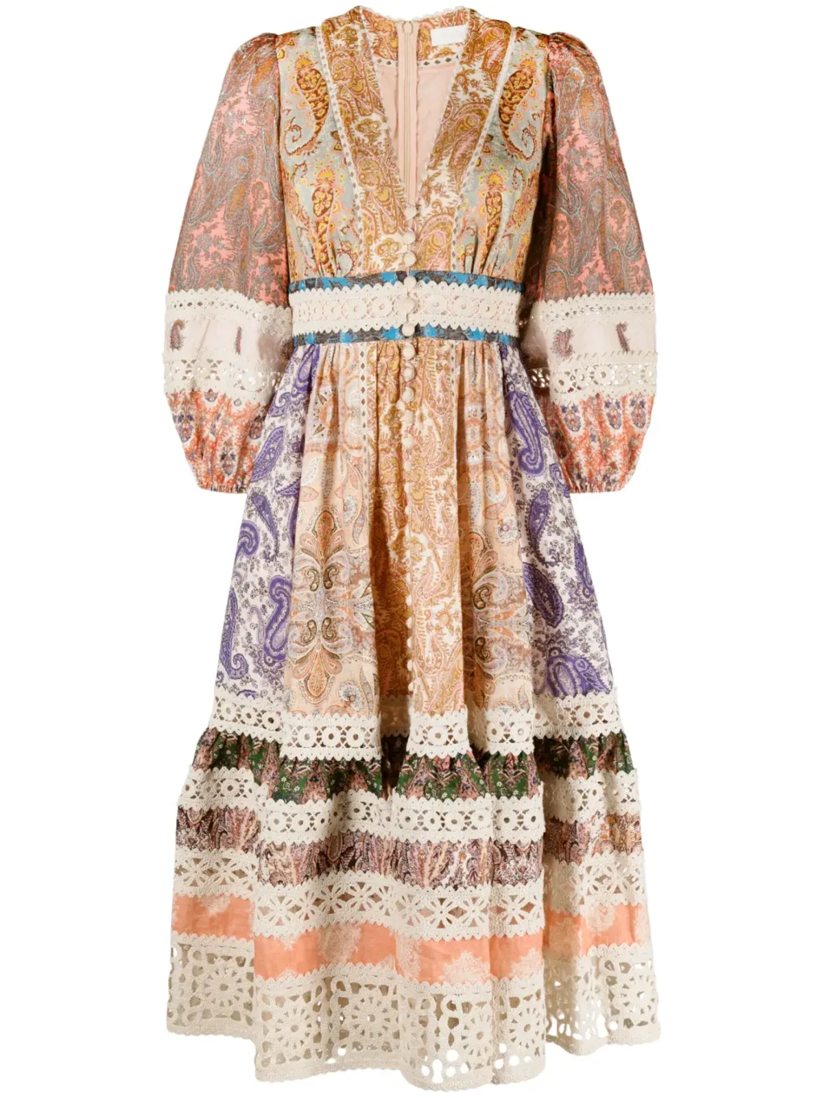 ZIMMERMANN Devi プリントリネンミディドレス - 画像1