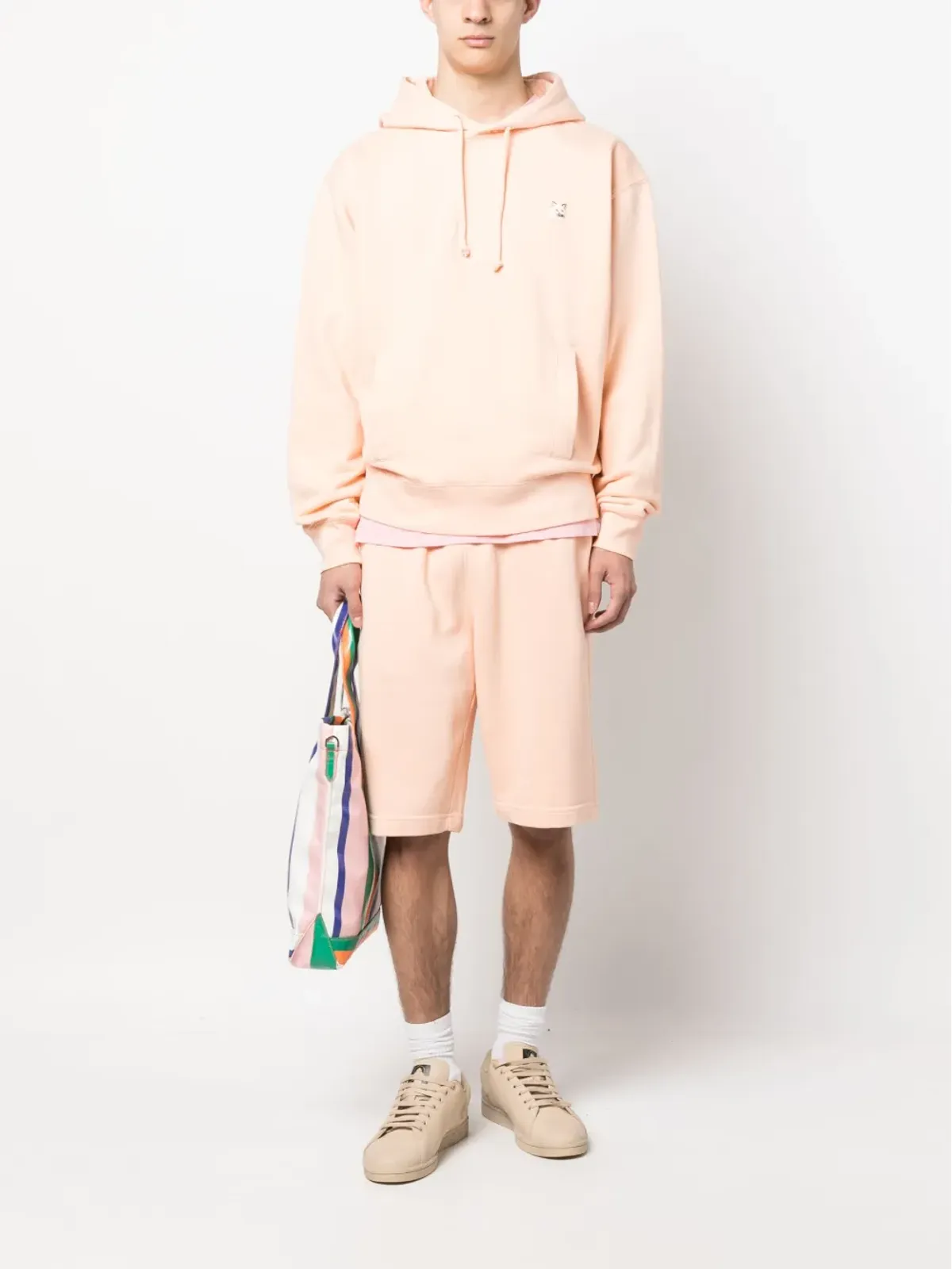 Maison Kitsuné フォックスパッチ コットンショーツ - オレンジ - 画像2