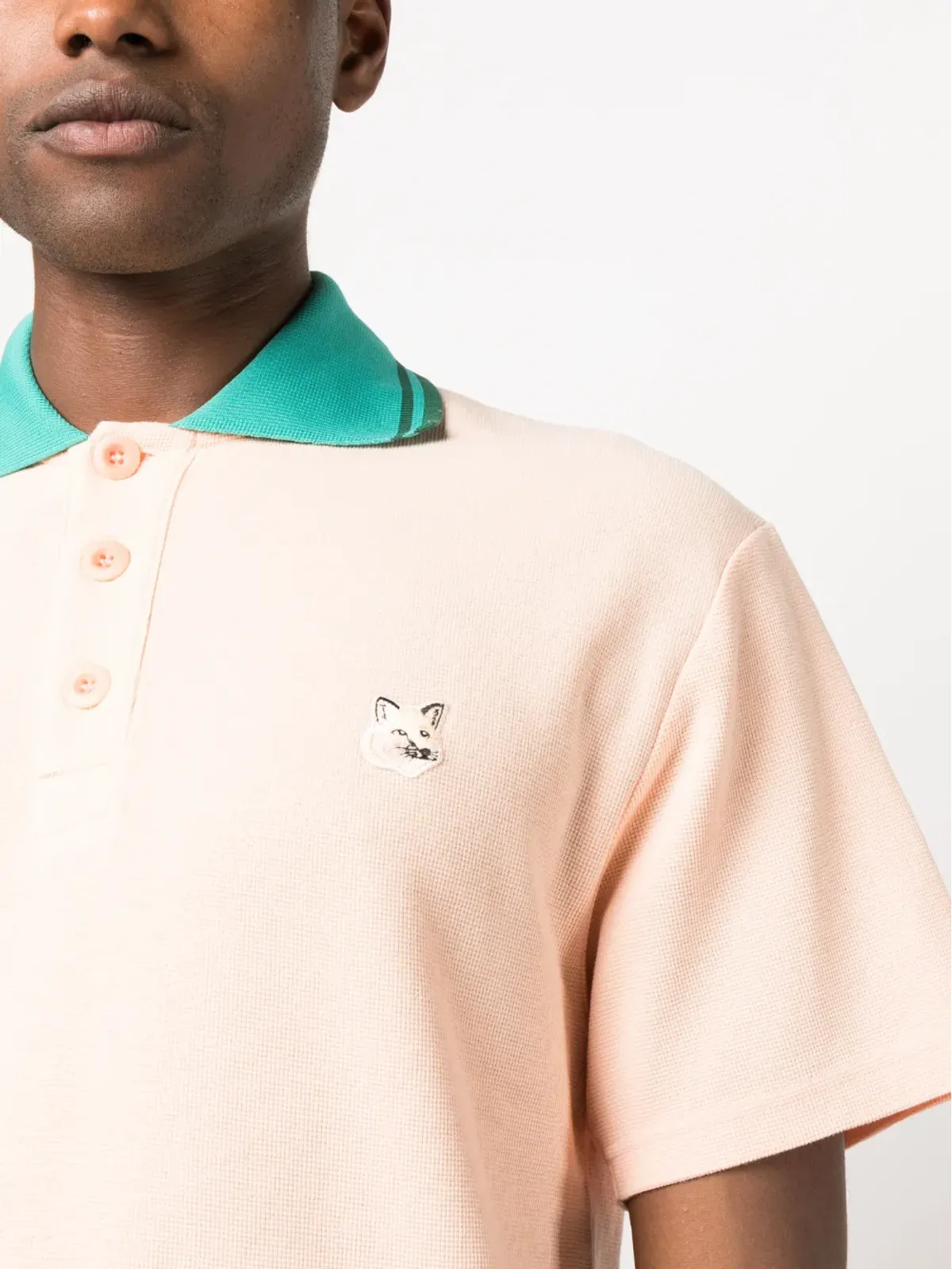 Maison Kitsuné ロゴアップリケ ピケ ポロシャツ - オレンジ - 画像5