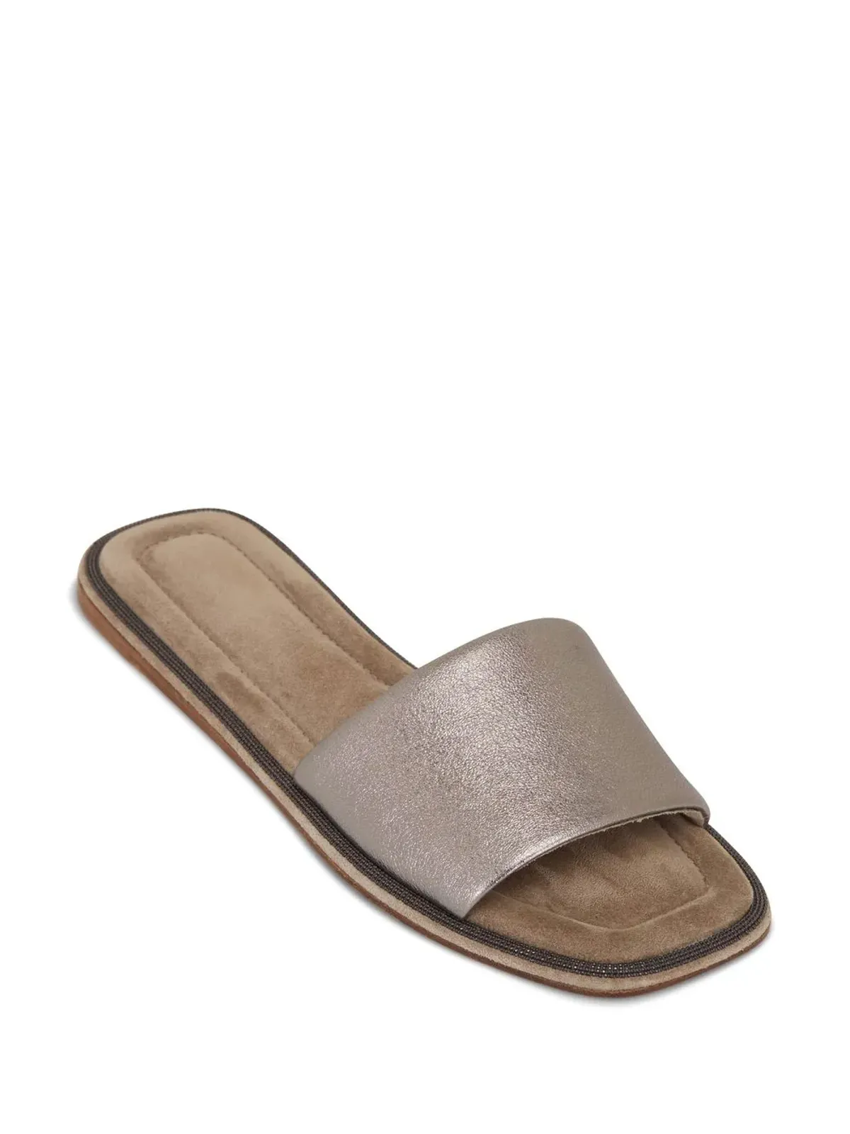 Brunello Cucinelli スクエアトゥ レザー フラットサンダル - 画像2