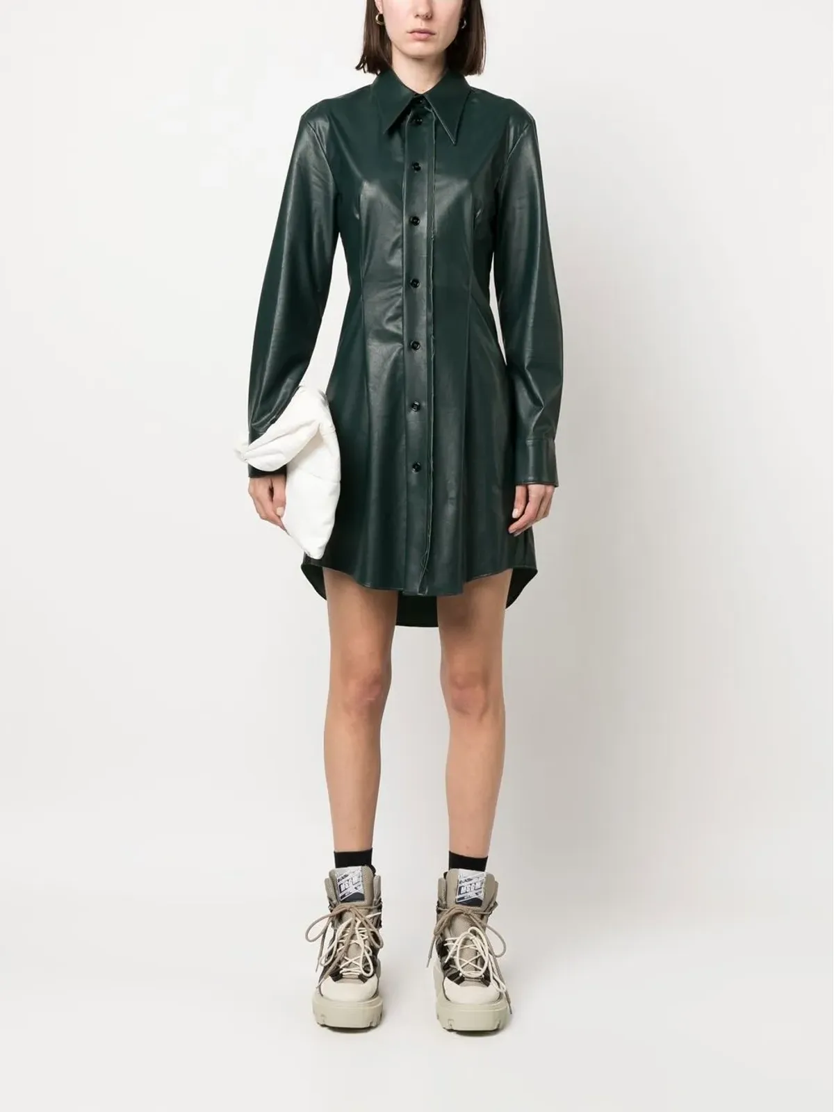 MM6 Maison Margiela フェイクレザー シャツドレス - 画像2