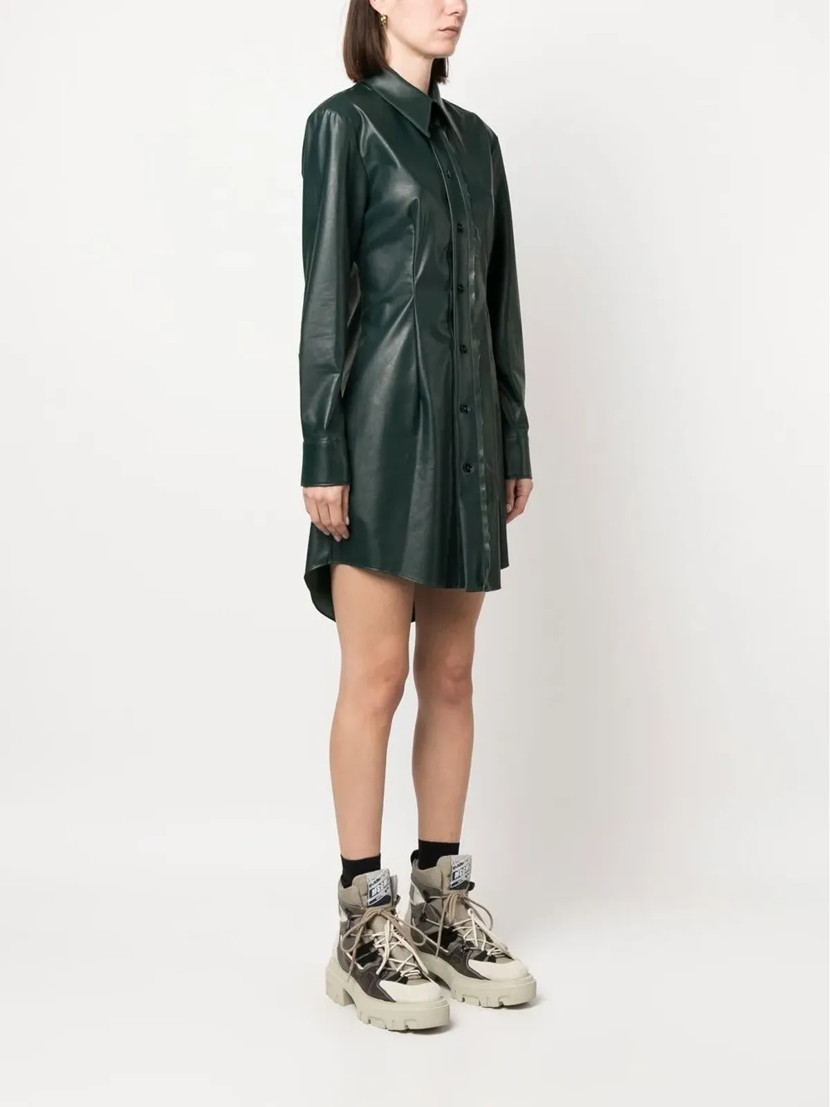 MM6 Maison Margiela フェイクレザー シャツドレス - 画像3