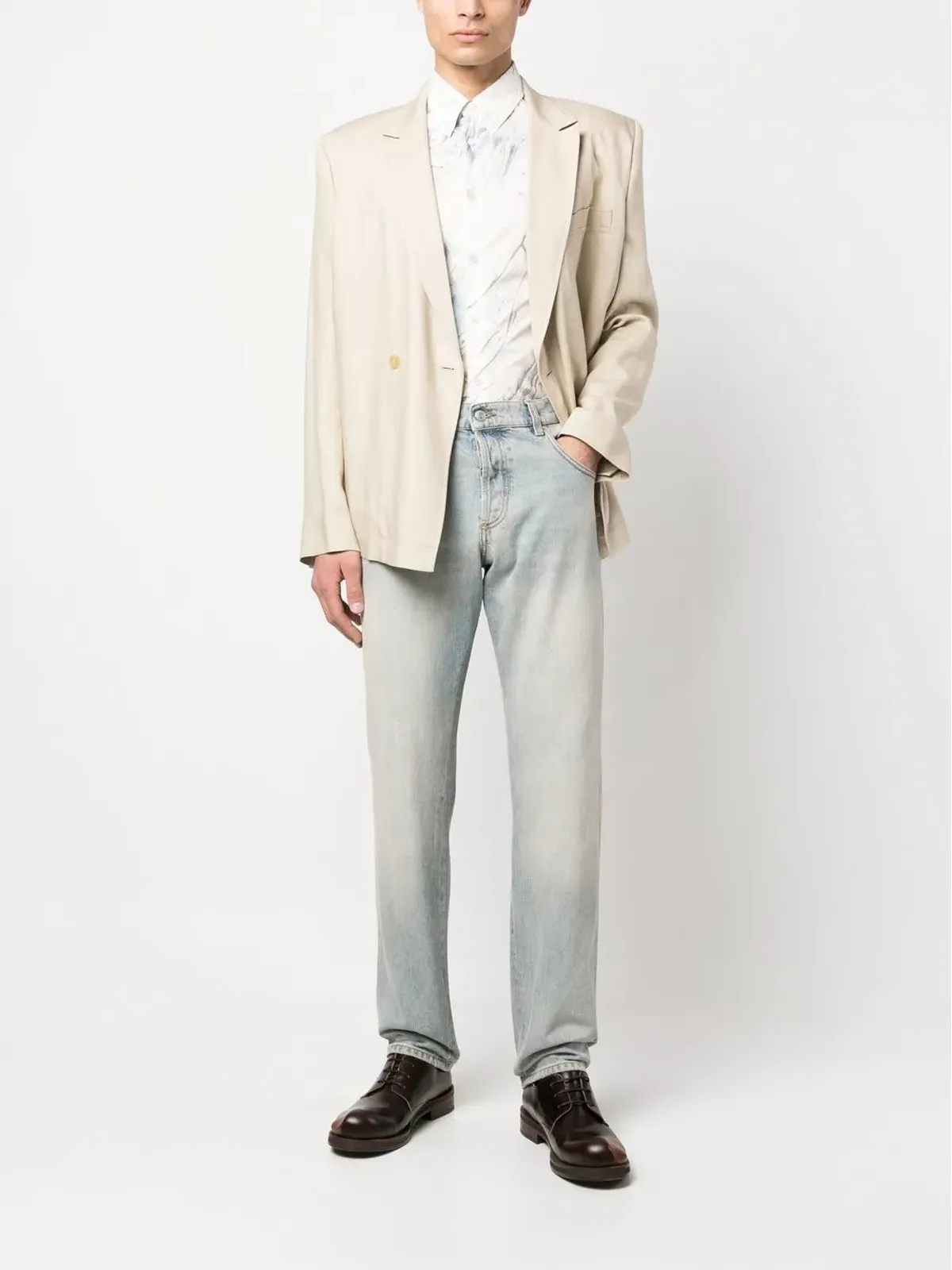 Alexander McQueen ロゴパッチ ウォッシュドコットン ジーンズ - 画像2