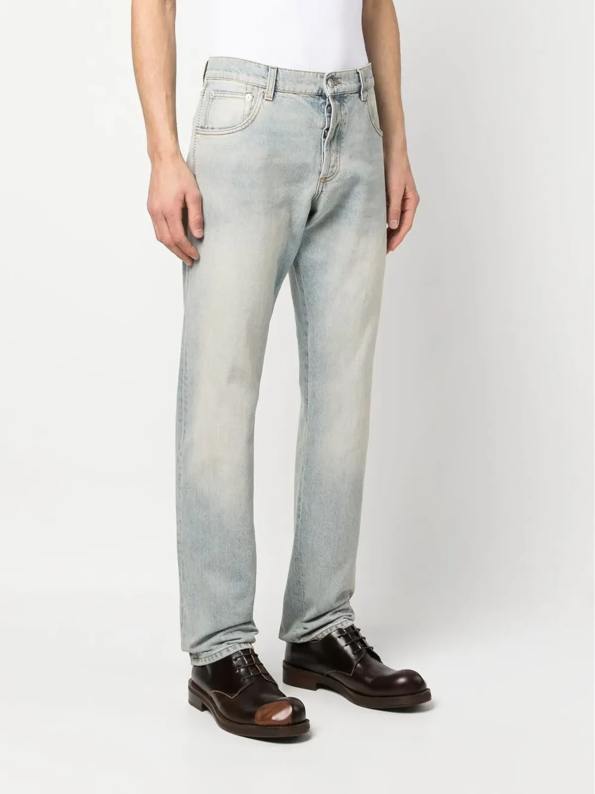Alexander McQueen ロゴパッチ ウォッシュドコットン ジーンズ - 画像3