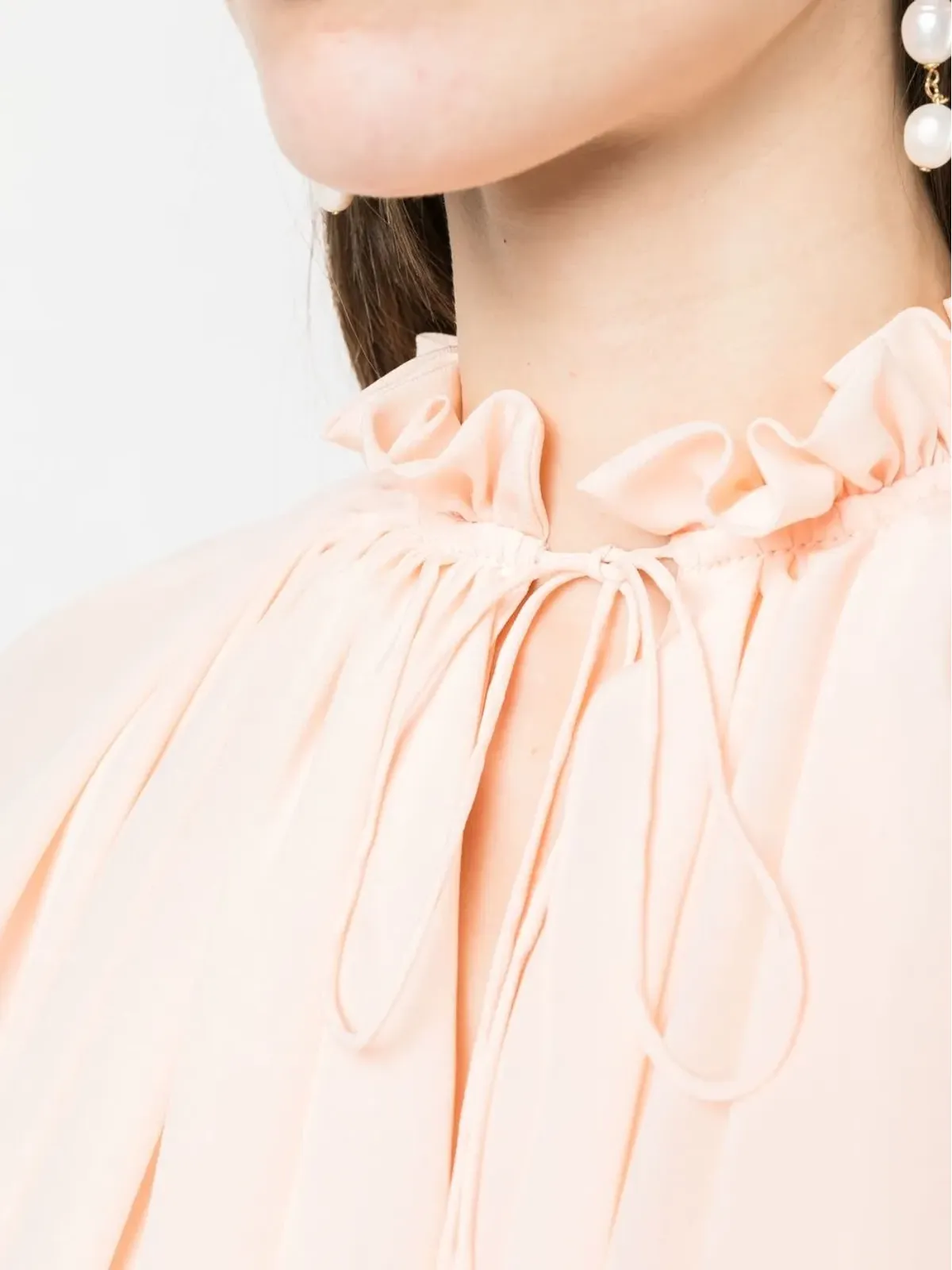 Lanvin プリーツネックライン シルク ブラウス - オレンジ - 画像5