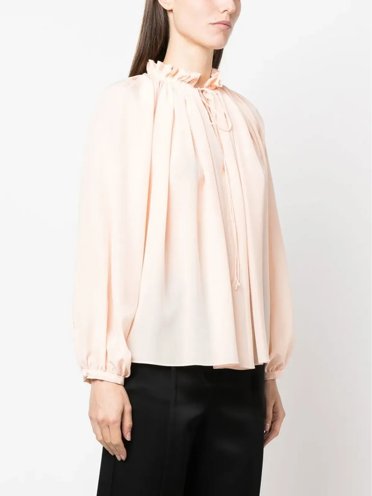 Lanvin プリーツネックライン シルク ブラウス - オレンジ - 画像3