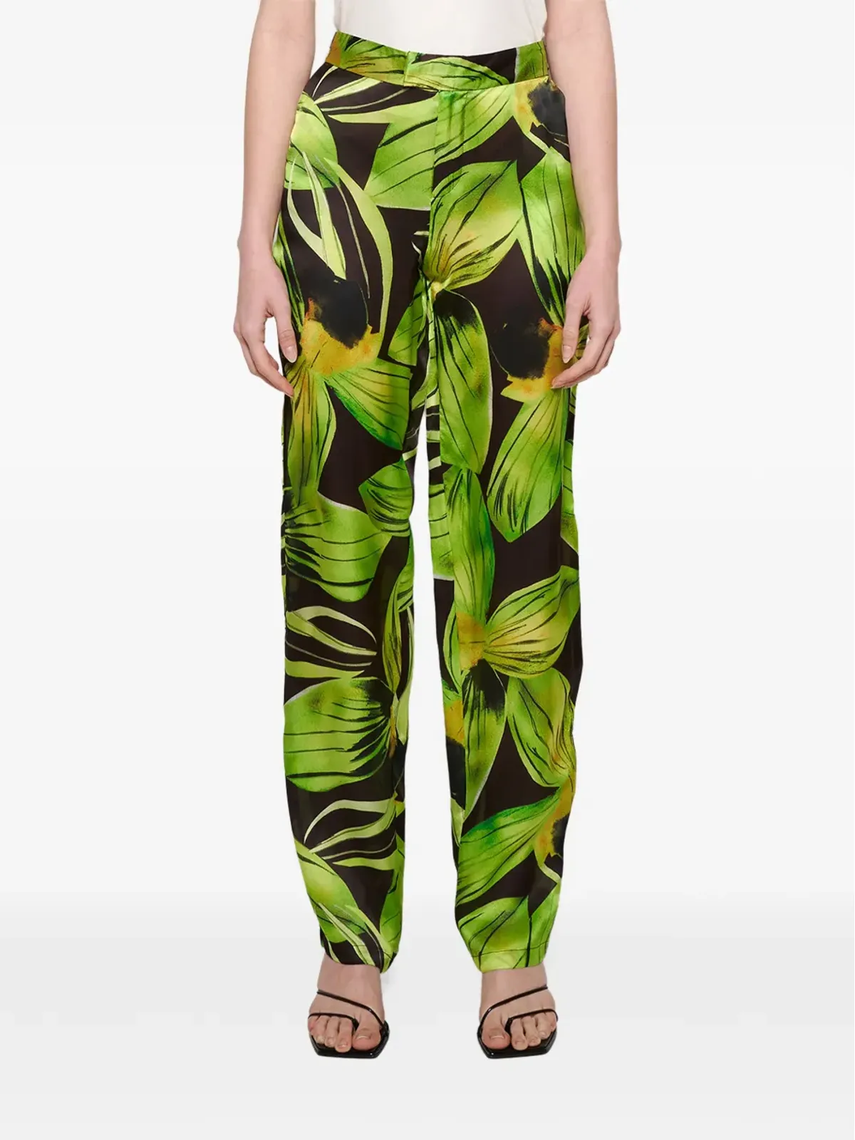 Louisa Ballou leaf-print trousers - Black - 画像3