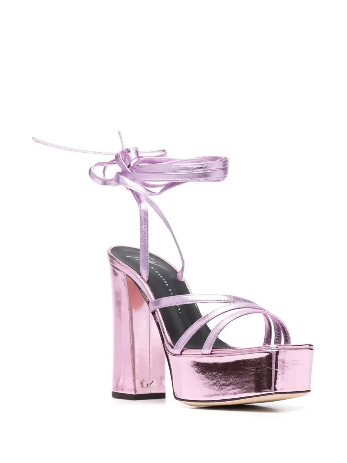 Giuseppe Zanotti メタリック プラットフォームサンダル ピンク - 画像2