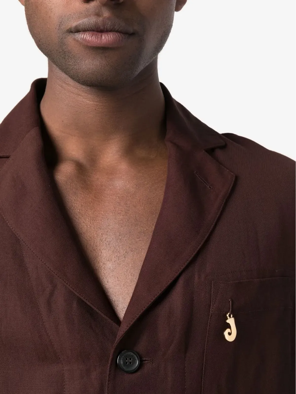 Jacquemus ノッチドラペル・シングルブレスト・シャツジャケット - ブラウン - 画像5