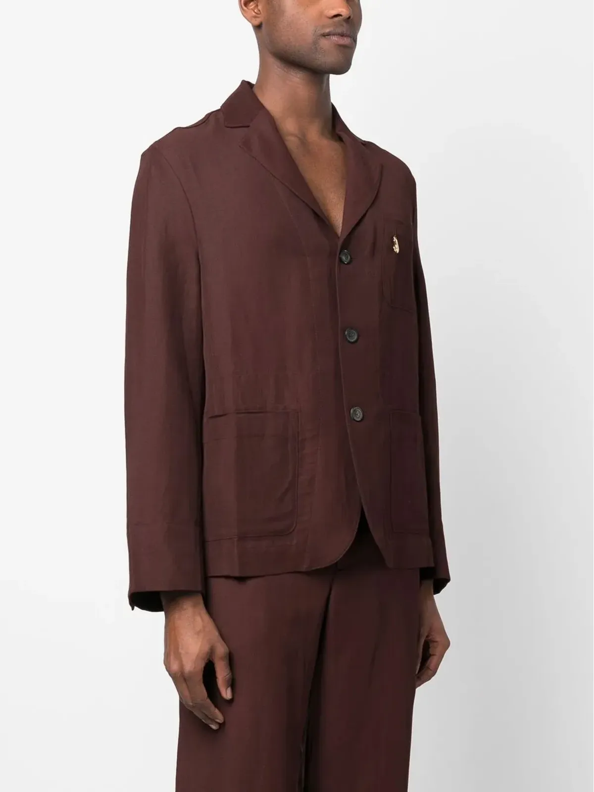 Jacquemus ノッチドラペル・シングルブレスト・シャツジャケット - ブラウン - 画像3