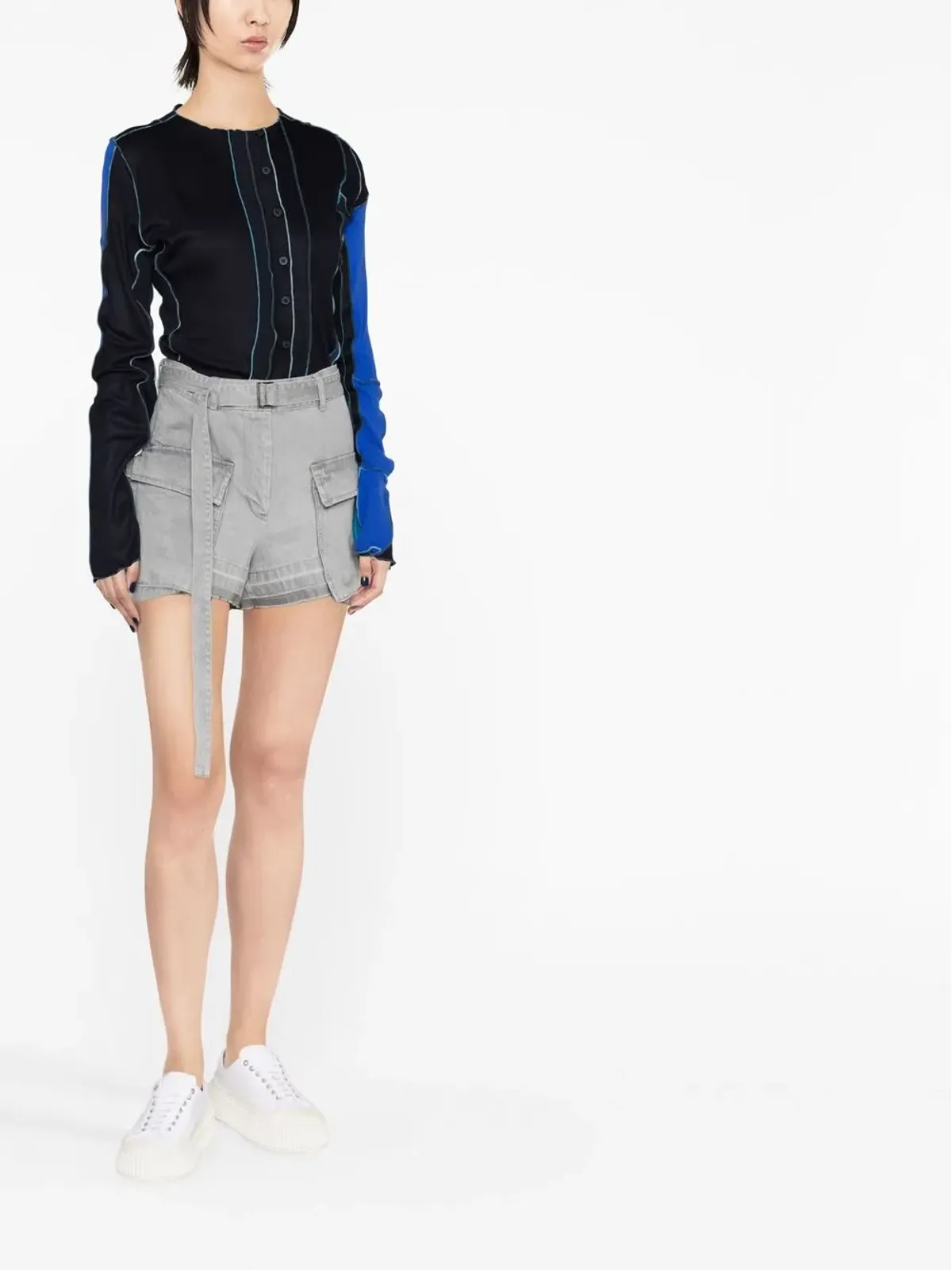sacai ベルト付きハイウエストショーツ - 画像4
