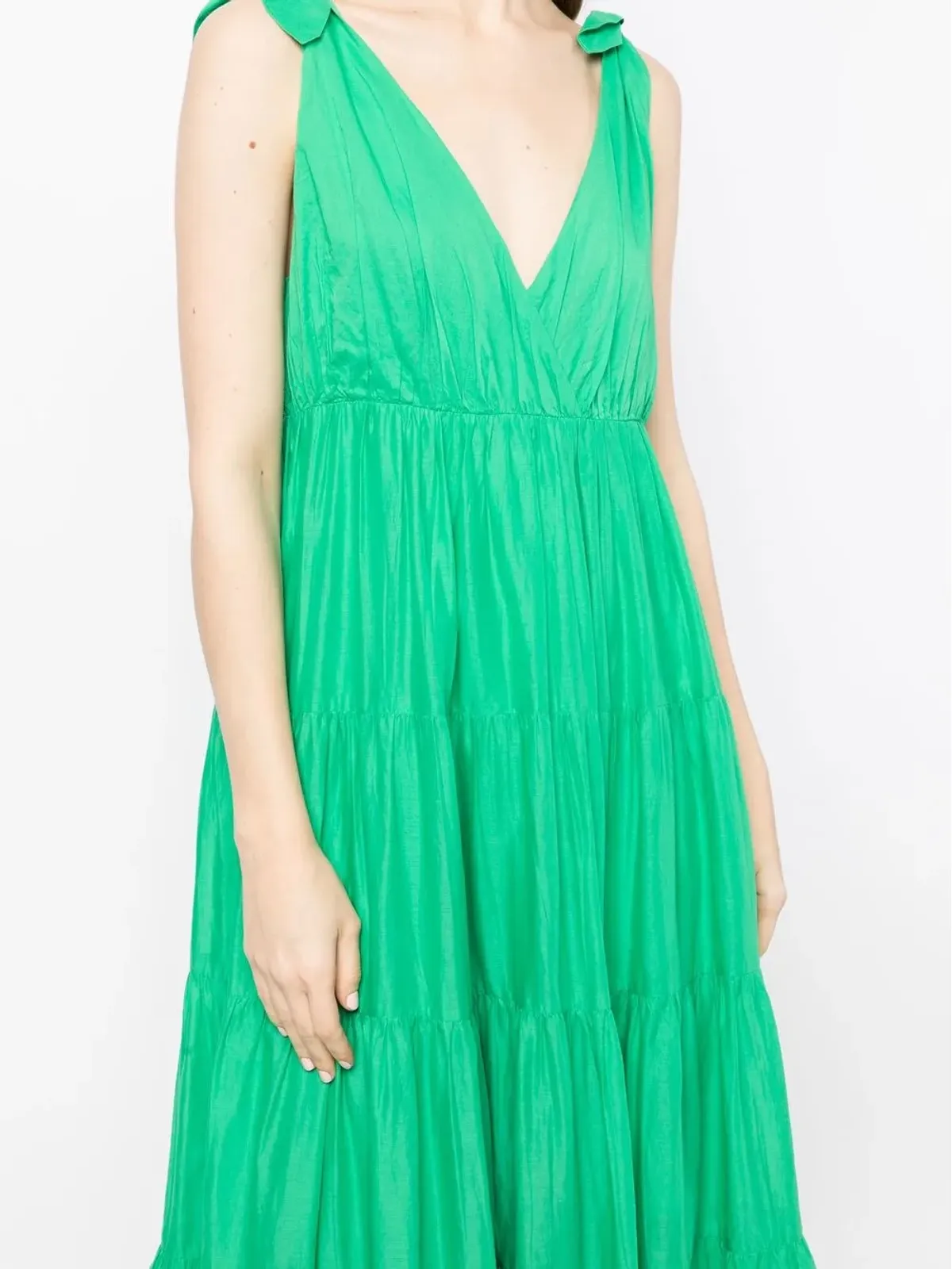 Merlette 調整可能なストラップ付きコットンドレス グリーン - 画像3