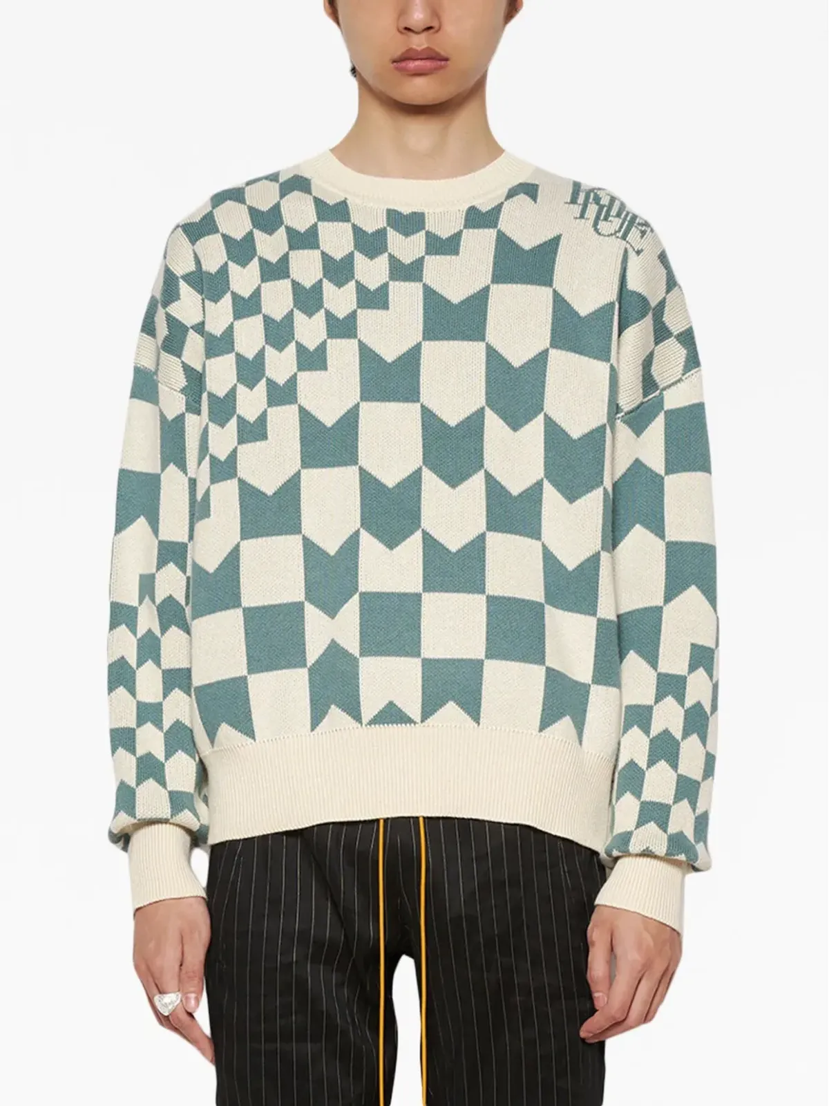 RHUDE レーシングモノグラム・インターシャ ニットセーター - 画像3