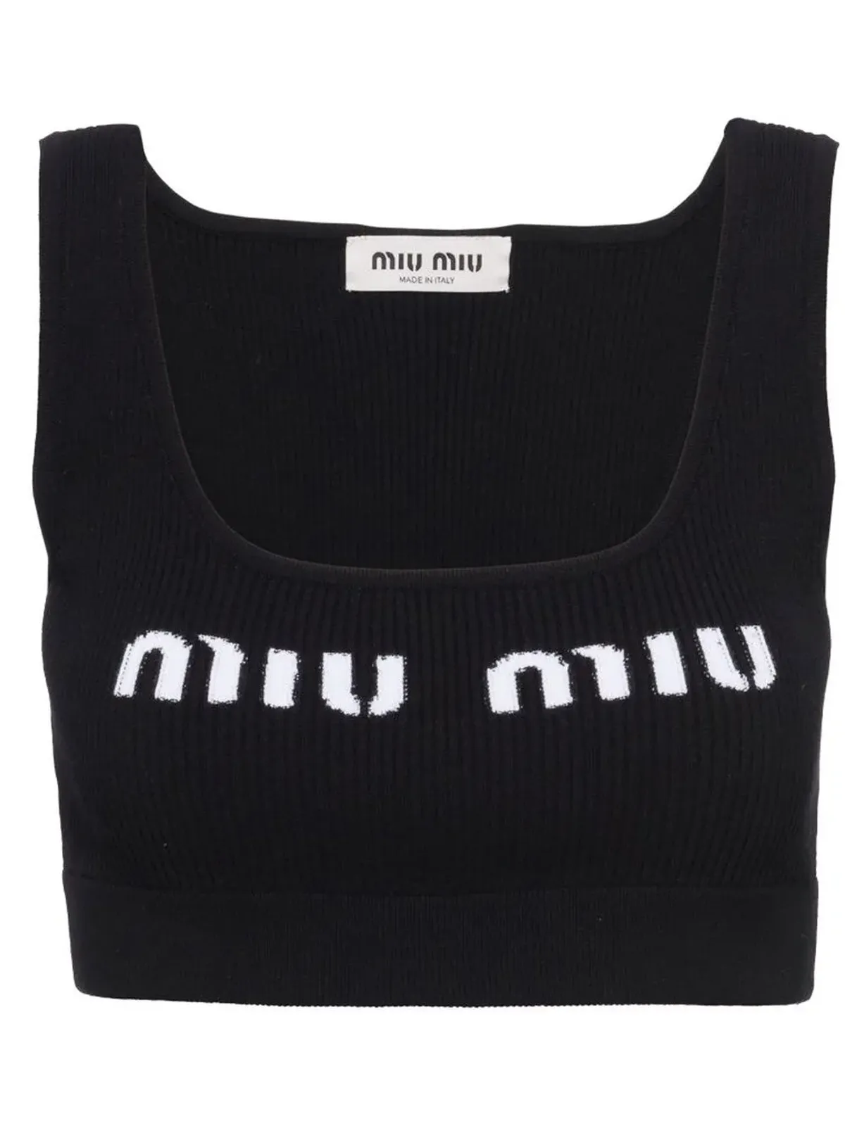 Miu Miu クロップド ロゴニット タンクトップ - 画像1