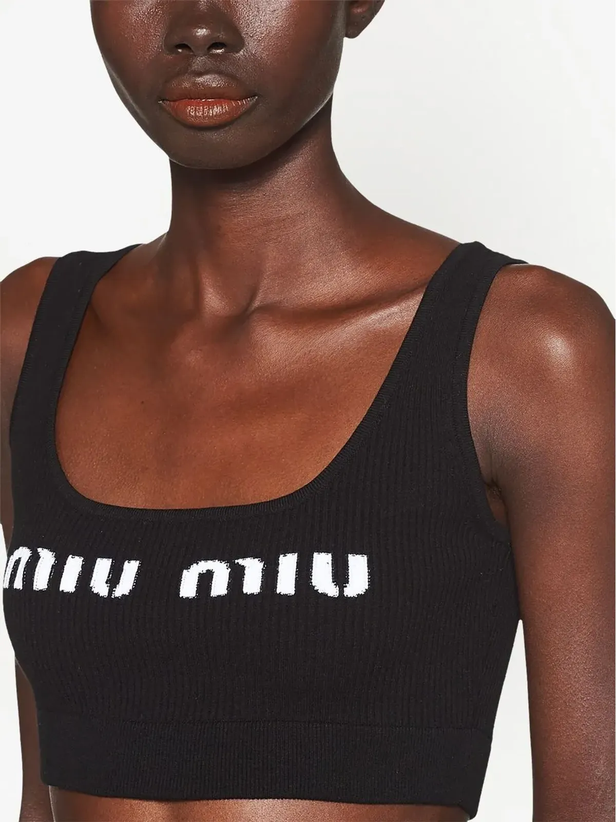 Miu Miu クロップド ロゴニット タンクトップ - 画像5