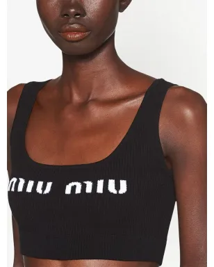 Miu Miu クロップド ロゴニット タンクトップ - サムネイル5