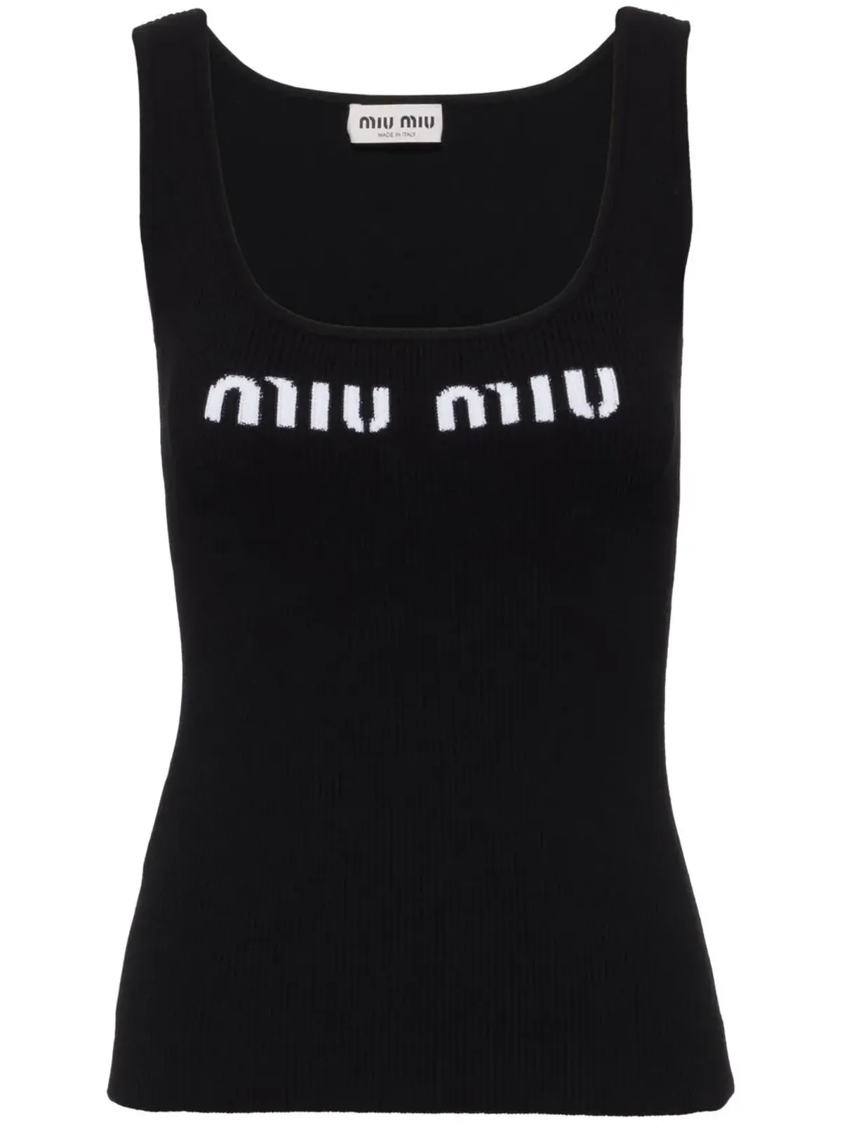 Miu Miu ロゴニットリブ タンクトップ - ブラック - 画像1