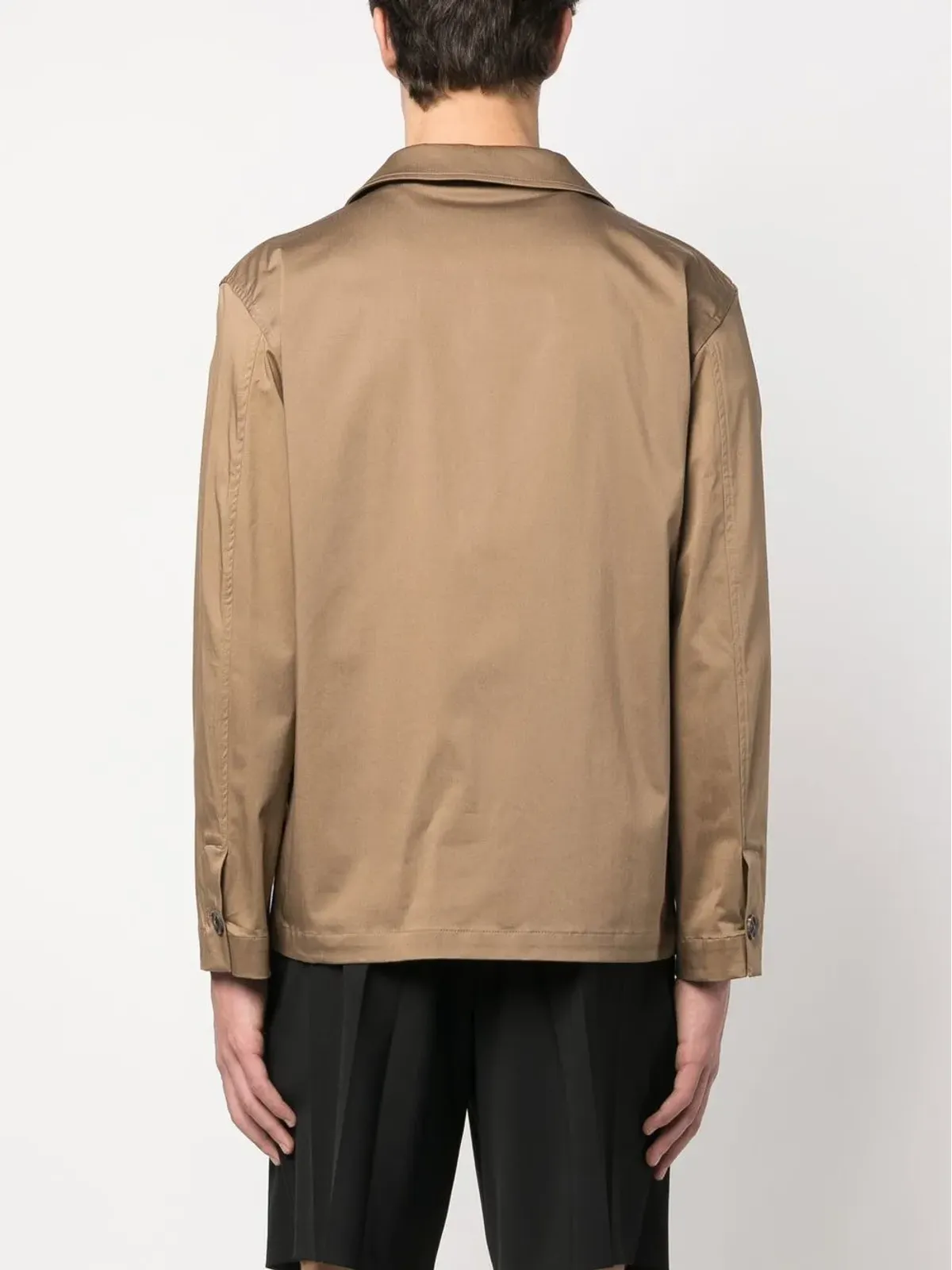 Lardini ロングスリーブストレッチコットンシャツ（ブラウン） - 画像4