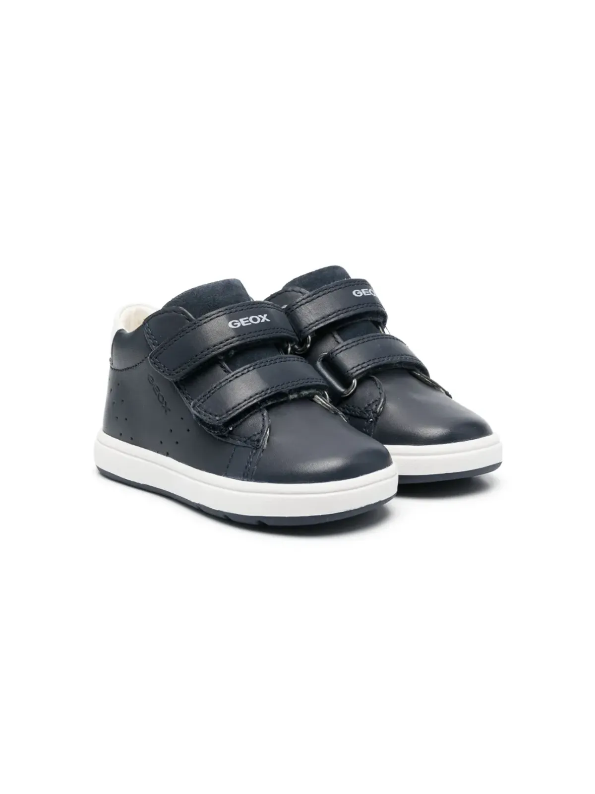 Geox Kids タッチストラップ レザー スニーカー - 画像1