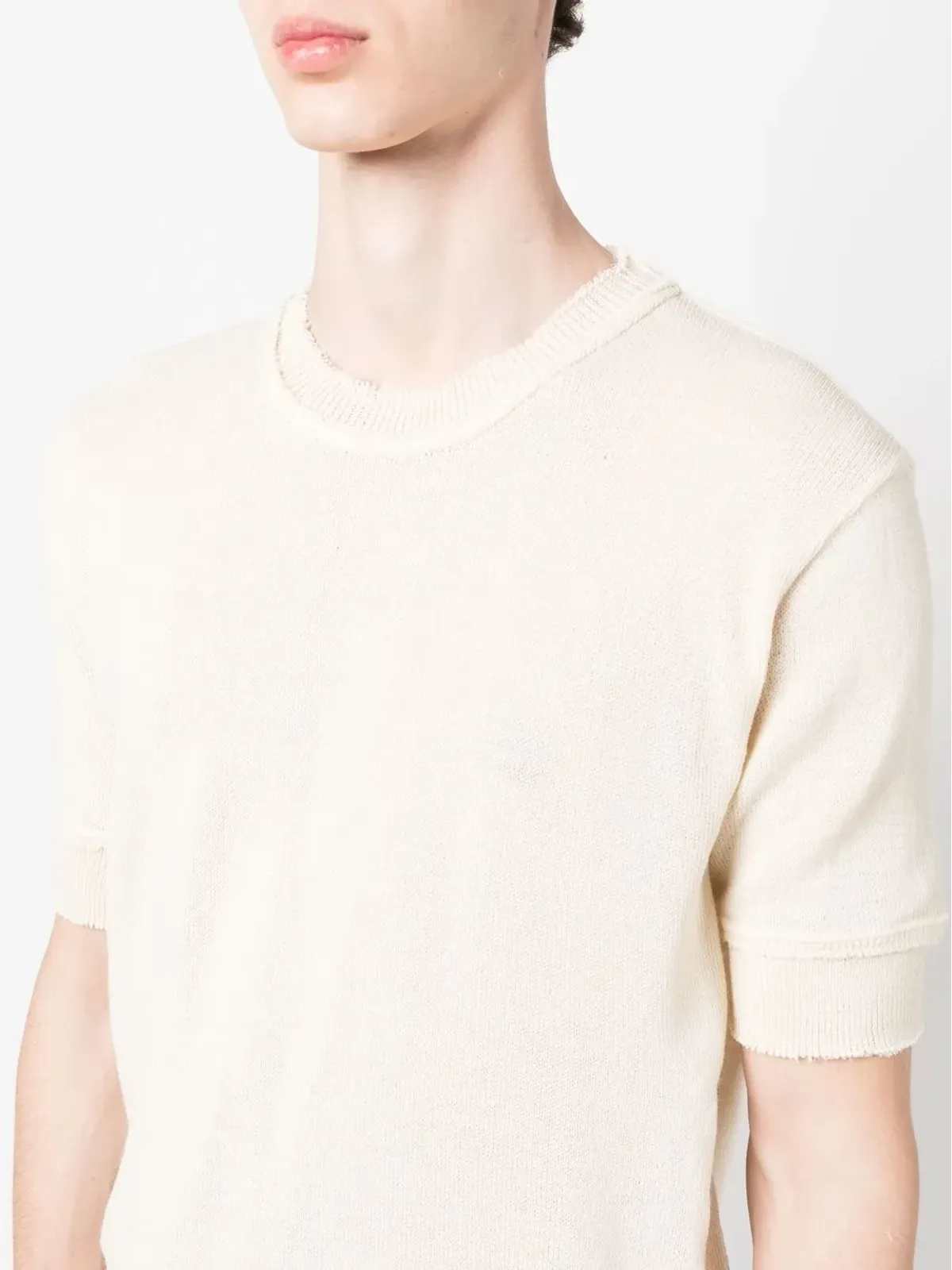 Maison Margiela リップドエッジ編みTシャツ - 画像5